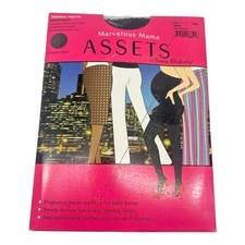 NWT Assets By Spanx Marvelous Mama Tights Maternity Size 1 Black Opaque Stripe