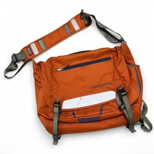 Used Patagonia Orange Messenger Shoulder Bag Multi Pocket Adjustable Strap