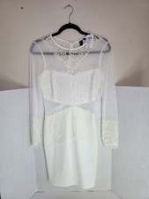 NWT Windsor White Lace Mesh Long Sleeve Bodycon Dress Size M