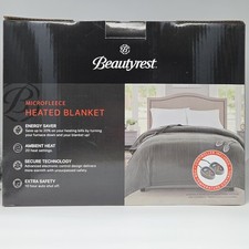 Electric Heated Blanket Full Size Lite Blue Ribbed Beautyrest 1 Ctrl Double Bed