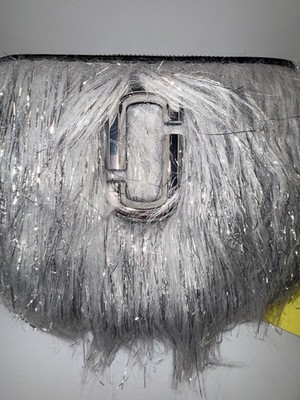 Marc Jacobs Snapshot Silver Tinsel Grey Faux Fur Creature Crossbody Bag NWT