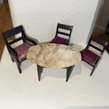 Antique miniature doll house Biedermeier marble table Chairs