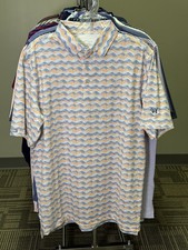 NWT MEN'S STRAIGHT DOWN POLO, SIZE: S, COLOR: BLUE/ORANGE M10.16 