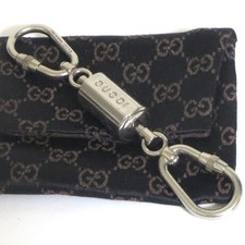 Auth Vintage Gucci Silvertone Metal Carabiner Key Ring Holder Bag Charm Metal It