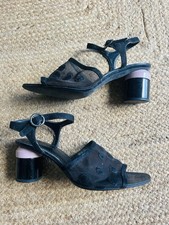 Zara Women Black Mesh Polka Dot Low Ball Heel Shoes Heels Size 5