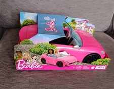 Barbie Convertible 2-Seater Car, Pink Vehicle with Rolling Wheels HBT92 Toy 