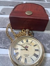 Reloj de Bolsillo Náutico Victoria 1875 con Caja de Cuero Reloj de Bolsillo Ocasión Regalo