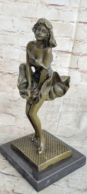 Art Deco handmade Sculpture Marilyn Monroe woman copper Bronze Statue