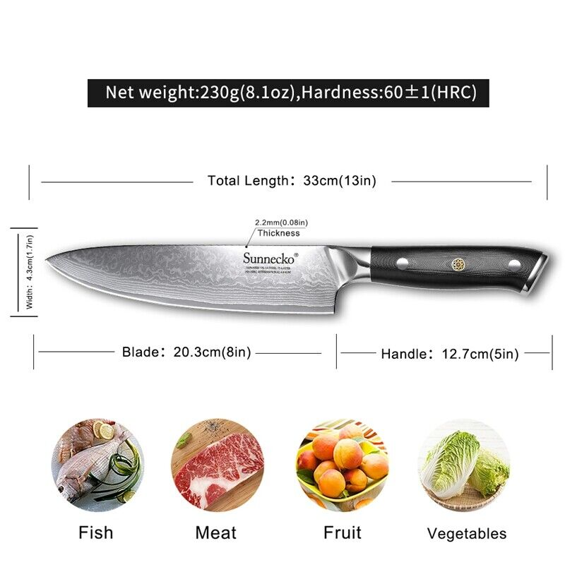 6Pcs Japanese Kitchen Knives Set Damascus Steel Chef Chopper Bread Slicer Paring - Picture 4 of 77