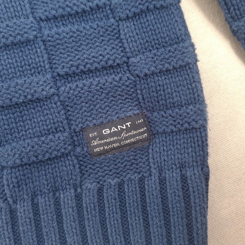 GANT Mens 100% Cotton Sweater Size XL Heavyweight Jumper Pullover Crew Neck Blue - Picture 6 of 21