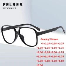 Men Pilot Blue Light Blocking Retro Reading Glasses Large Frame Stylish Glasses