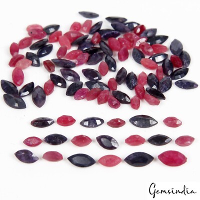 11.40 CT Natural Red Blue Ruby Sapphire Marquise Schliff Steine (100 Stück)