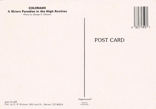Skiers Paradise, Colorado 4 x 6 Vintage Unposted Chrome PC - Picture 2 of 2