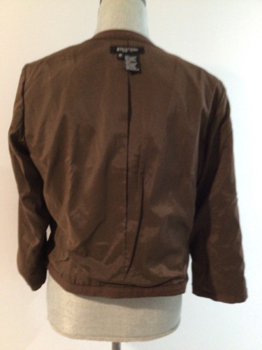 ETCETERA Womens Brown Zipper Front Jacket Size 10 Embroidery With Transparency . - Picture 17 of 20