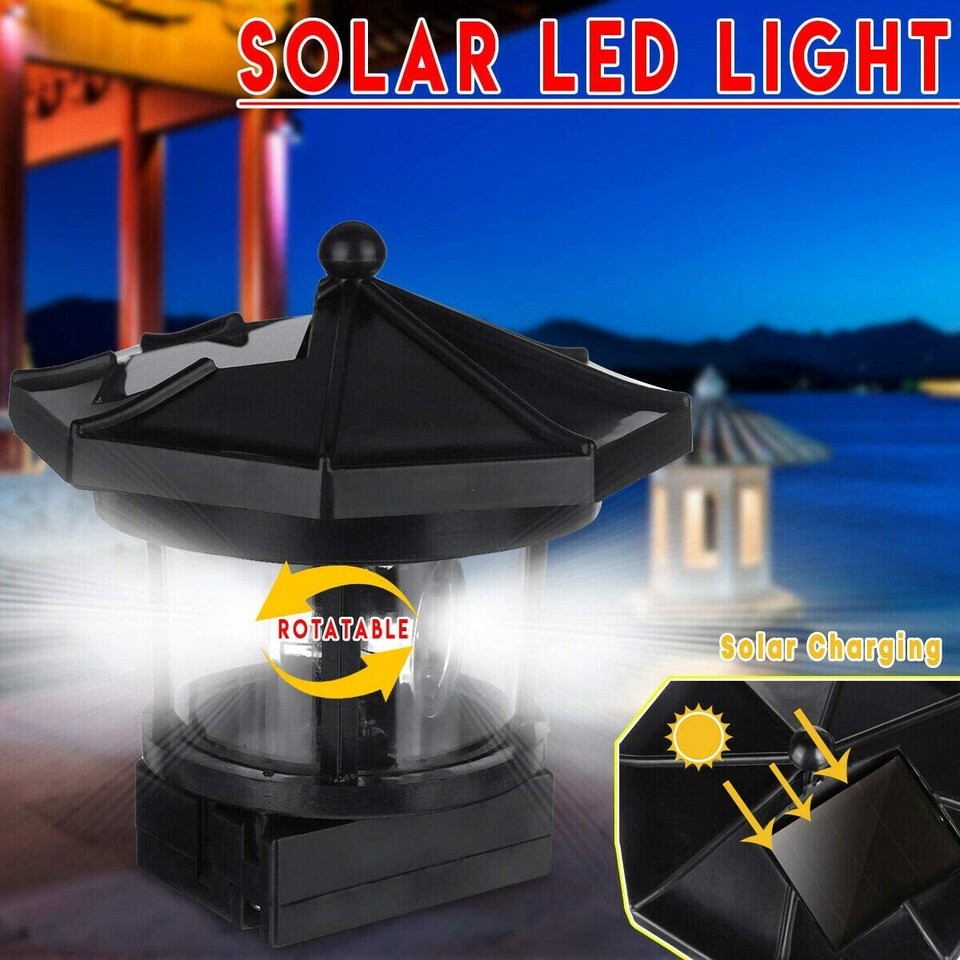 Solar LED Lighthouse Light Rotating Lighting Garden Yard Lawn Patio