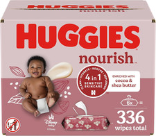 Huggies Nourish Scented Baby Wipes, 6 Push Button Packs 336 Wipes Total 