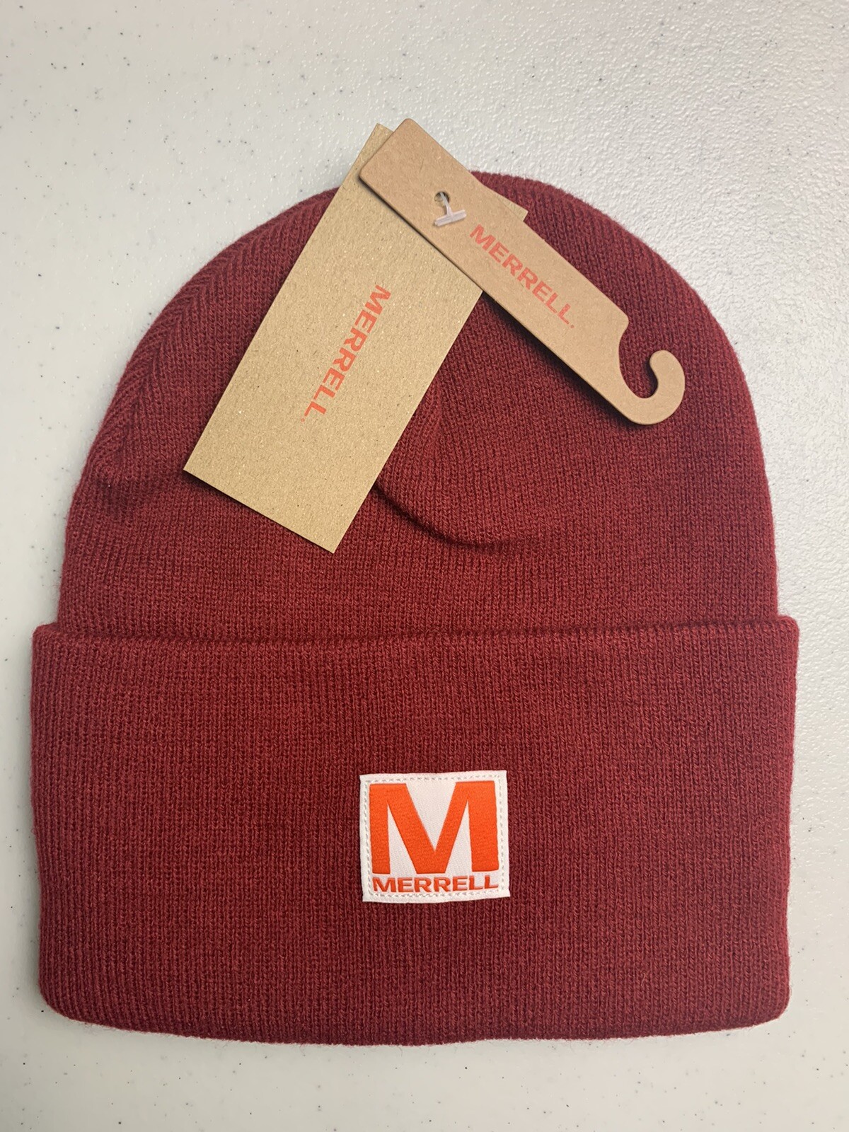 MERRELL Outdoor Maglia Cappello Invernale Sci Cappellino Pullover Berretto Rosso Mattone Nuovo con etichette