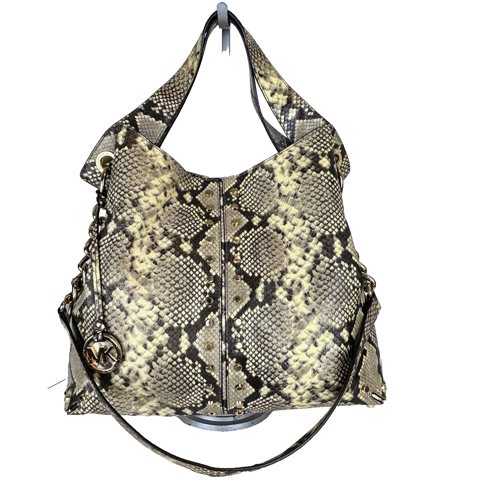 Michael Kors Astor Studded Python Snakeskin Tote … - image 1
