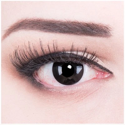 Crazy Fun schwarze Kontaktlinsen mit Stärke Black Out Behälter für Halloween