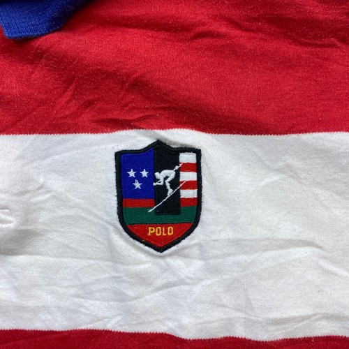 De Colección Ralph Lauren Rugby Suicidio Esquí Parche Polo Mediano Rojo Blanco RLPC 90s - Imagen 3 de 11