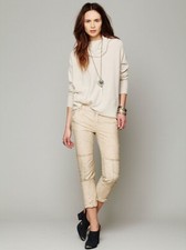 Free People khaki patched twill herringbone pant size 4