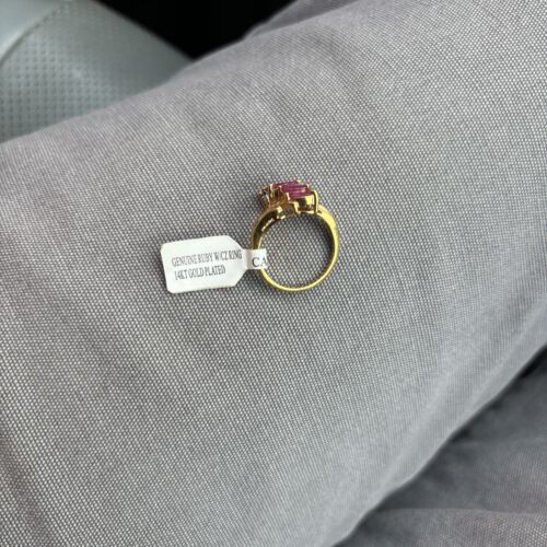 Anillo de circonitas redondas y corte rubí/marquesa genuino talla 7 nuevo con etiquetas - Imagen 7 de 8