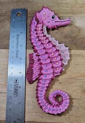 Vintage MCM Anthropomorphic Set Of 4 Resin Seahorse Wall Hanging Decor - Picture 9 of 10