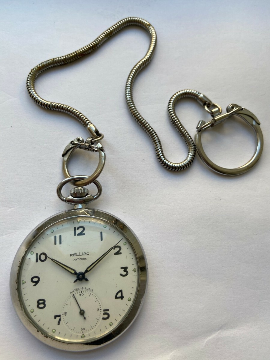RARE VINTAGE ANTIQUE BEAUTIFUL POCKET WATCH RELLIAC ANTICHOC ANCRE