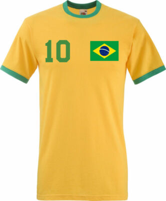 Youth Designz Herren T-Shirt Brasilien mit WUNSCHNAME + NUMMER Trikot WM Brasil
