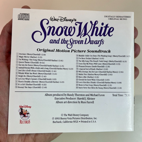 Walt Disney's Snow White and the Seven Dwarfs CD, Original 1937 Film Soundtrack - Imagen 4 de 6
