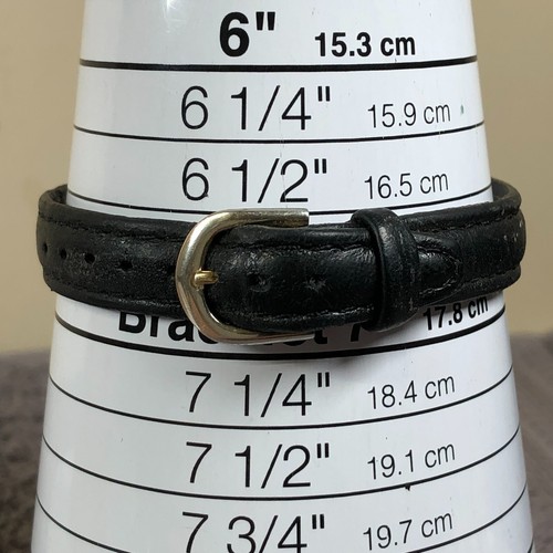 Vtg 1952 Peanuts Lucy Women Dress Black Leather Mechanical Wind 25mm Watch 7" - Picture 12 of 13