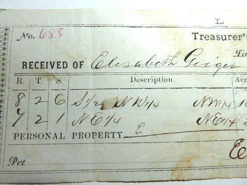 Rare 1864 Civil War Era Property Tax Receipt Allen Co. Ohio - Picture 3 of 5