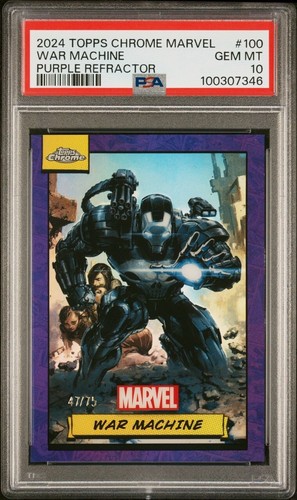 2024 Topps Chrome Marvel War Machine Purple Refractor 47/75 PSA 10