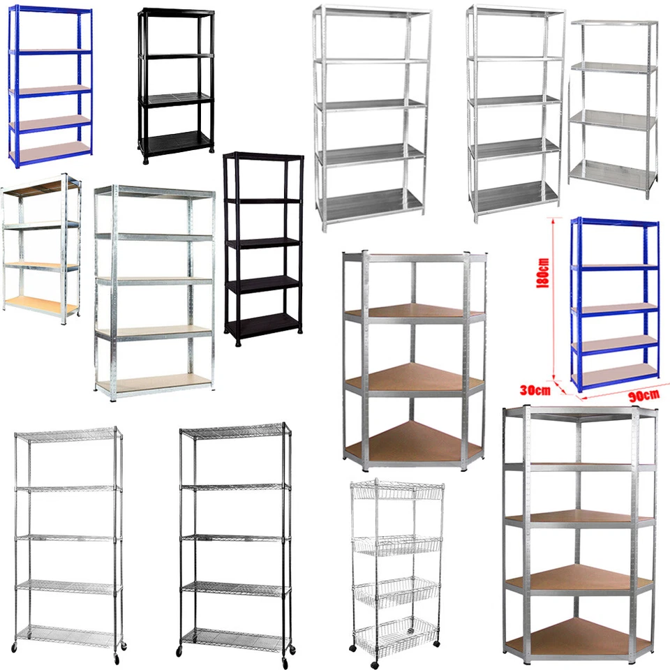 INDUSTRIAL 4/5 TIER PLASTIC/METAL HEAVY DUTY RACKING SHELVES STORAGE UNIT GARAGE