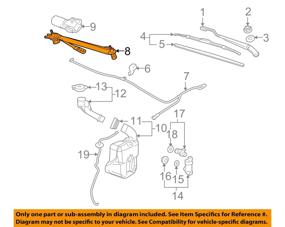 Acoplamiento de limpiaparabrisas usado se adapta a: Pontiac G6 2009 grado A Foto 3 de 4