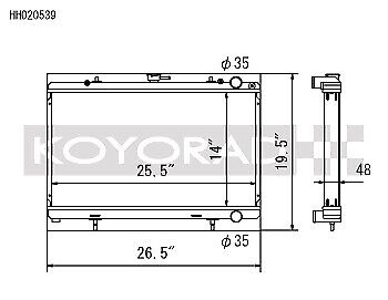 Koyo Racing Aluminum Radiator for 1989-1994 Nissan 240SX M/T w/ KA24E KA24DE - Picture 3 of 3