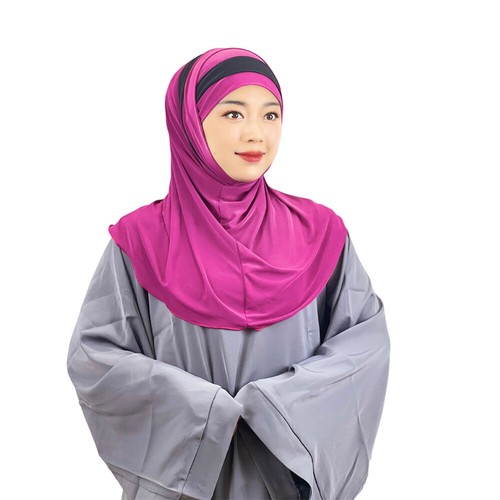 2 pezzi Amria Hijab sciarpa testa musulmana scialle cofano turbante berretto interno cappello ninja - Foto 15 di 75