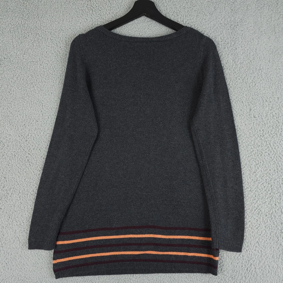 Suéter túnica Ann Taylor LOFT para mujer gris medio dobladillo a rayas manga larga pulóver Foto 2 de 4