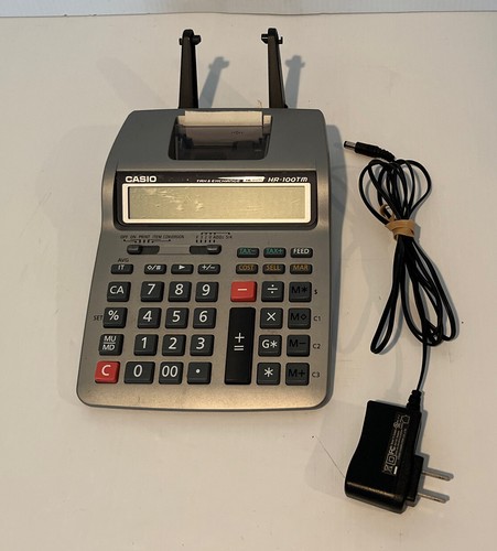 Casio HR -100TM Printing Calculator Adding Machine Tax Exchange Battery/Cord 12