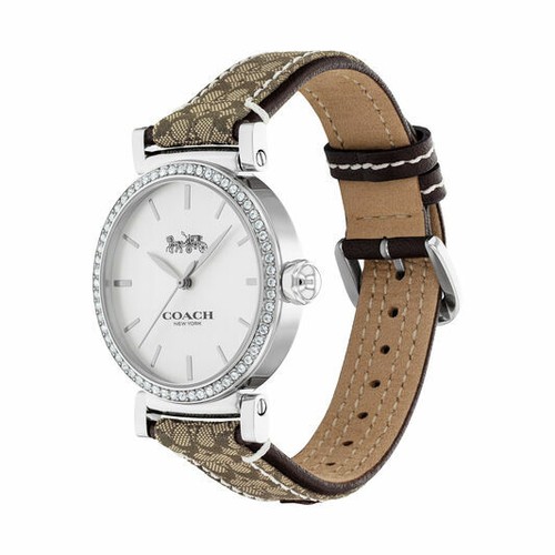 NWB 14503549 AUTHENTIC COACH MADISON BROWN SIGNATURE Silver Tone Women's Watch - Picture 9 of 11