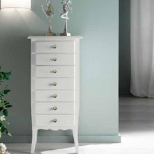 CASSETTIERA SETTIMINO' IN LEGNO SHABBY CHIC LACCATO BIANCO OPACO