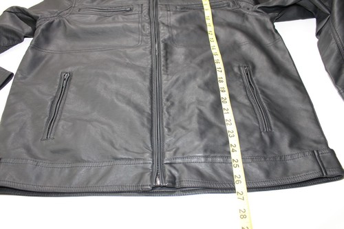 Chaqueta de Motociclista Boohoo Hombre Cuello Abuelo Multi Cremallera PU Negra Talla L - Imagen 12 de 12