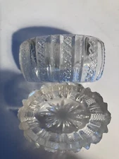 Vintage Crystal Salt Cellars Multifaceted, Set Of 2