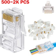 2000X RJ45 Pass Through Modular Plug Network Cable Connector End 8P8C CAT6 CAT5