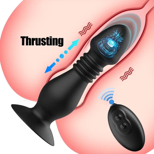 Ricaricabile-Spinta-Telescopico-Vibratore-Massaggio-Per-Uomo-Donna-Telecomando- - Foto 1 di 12