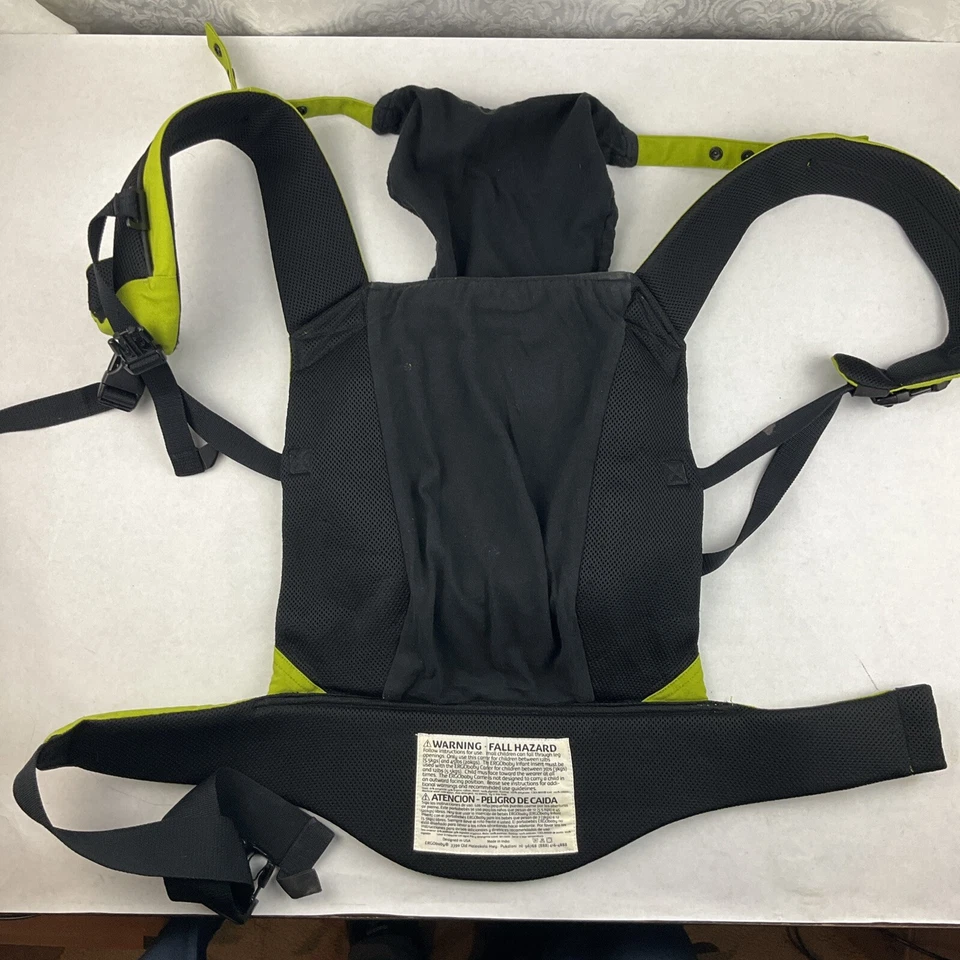 Porta-bebês Ergo Baby Performance com capuz verde limão em excelente estado usado neutro - Imagem 4 de 4