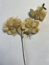 Vintage Millinery Stems of Golden-Tan Flowers