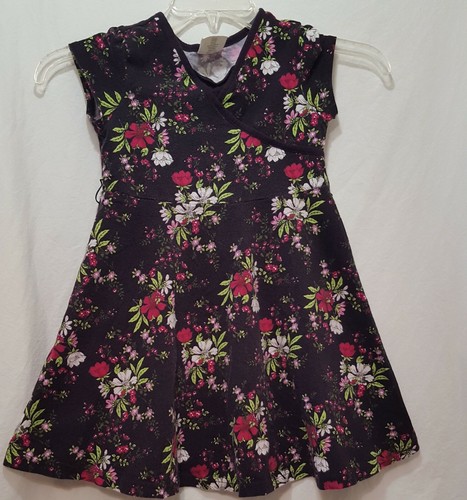 Dress Flowers Summer Size 7 to 8 Girls Crazy8 Black Pink Green  - Picture 1 of 7