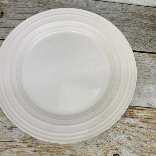 Mikasa SWIRL WHITE Solid Embossed Rings Stoneware Rim Lunch Salad Plates Set 4 - Picture 4 of 12