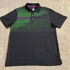PGA Tour Pro Series Polo Shirt Mens Size L Large Black Athletic Short Sleeve